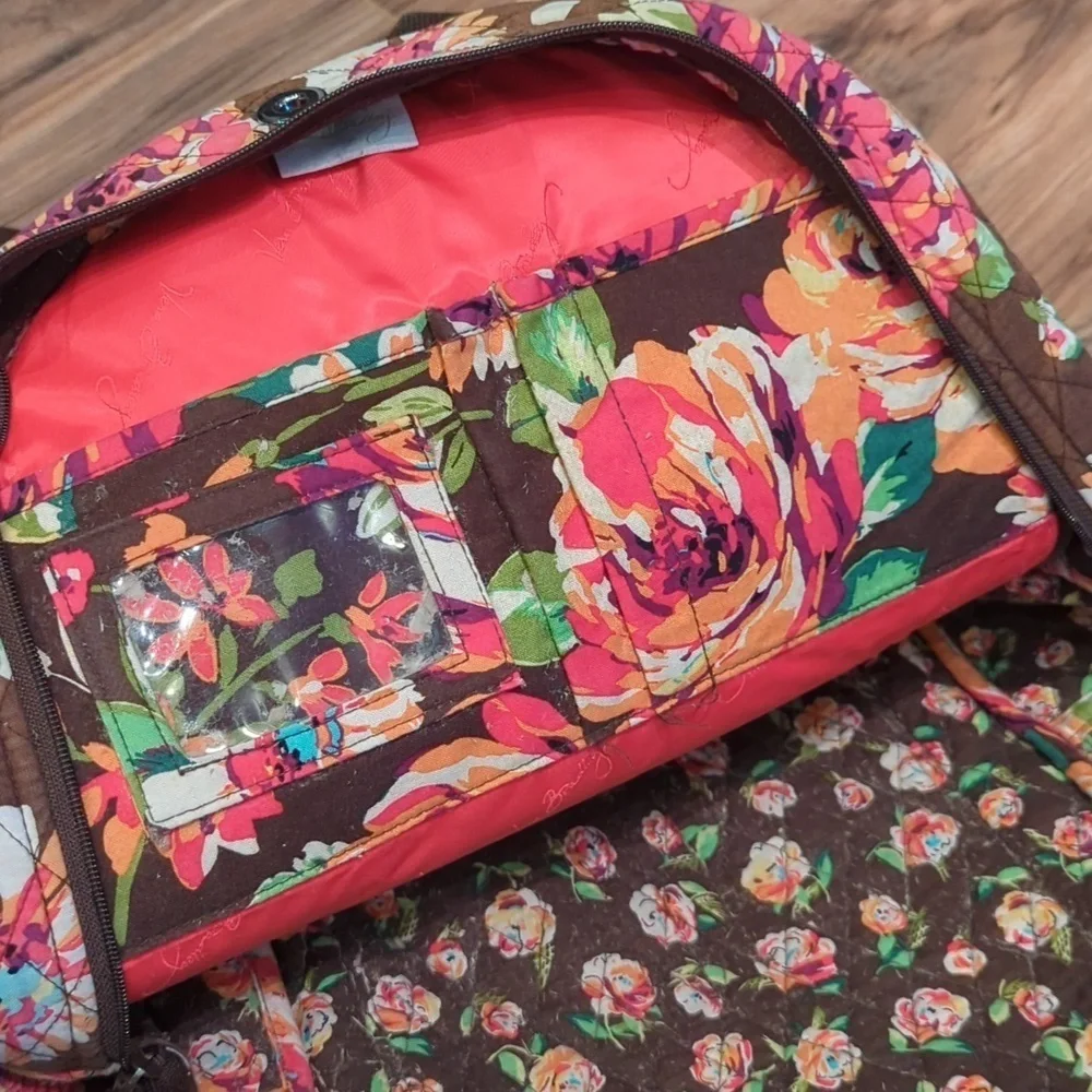 Vera Bradley Floral backpack. Pink and brown floral backpack. - Picture 10 of 11